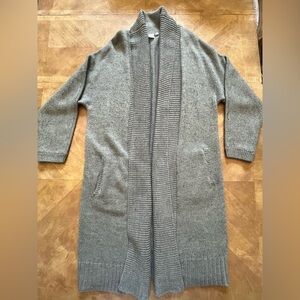 GAP Long Open-Front Wool Blend Cardigan in Gray | Size L